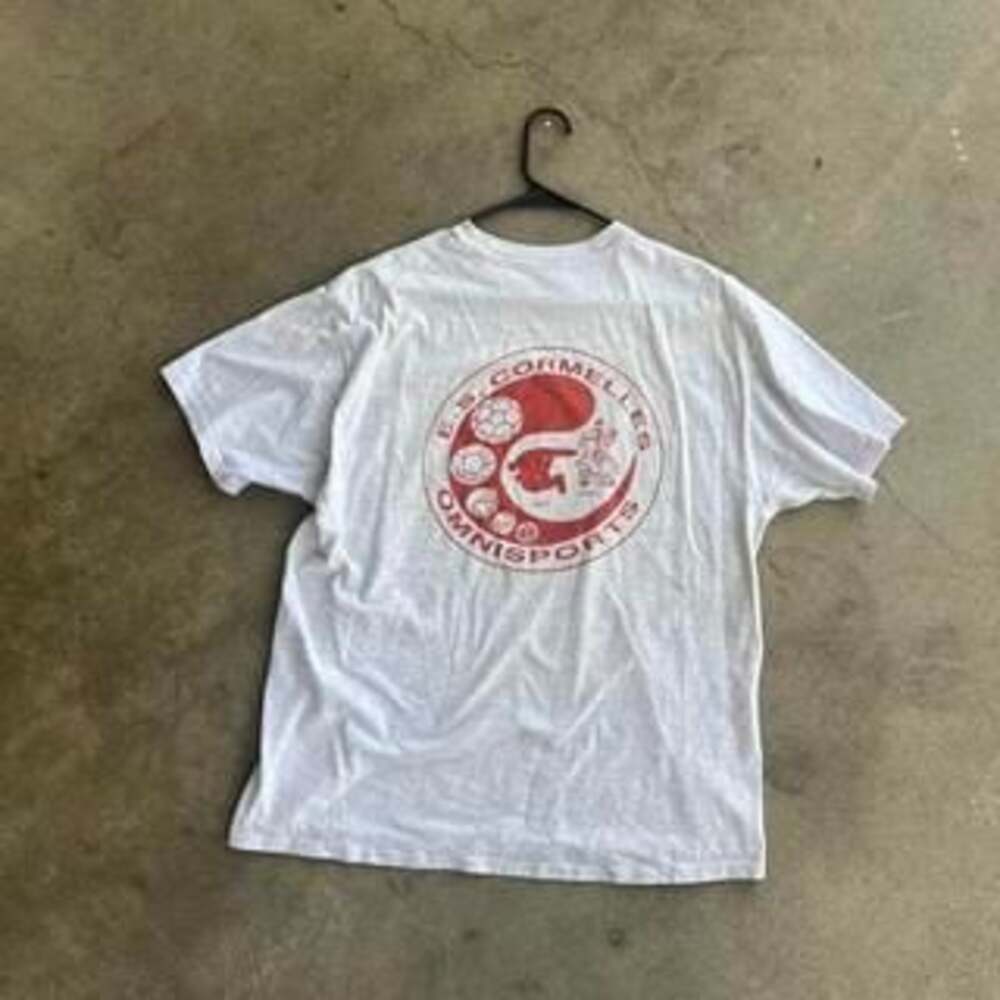 Vintage 90s Hanes E.S. Cormelles Omnisports Graphic Tee Grey Size L
